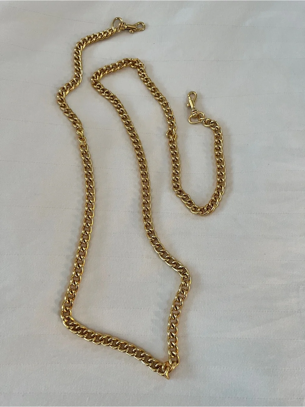 Gold Chain Crossbody Strap with Lobster Clasps 47”